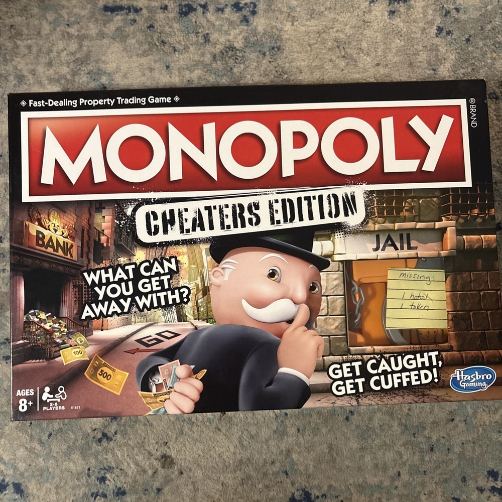 Hasbro Monopoly Game: Cheaters Edition Board Game (E1871) Fun! EUC Read